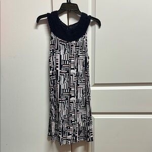 Crown & Ivy Blue and Pink Sheath Midi Dress Halter Neck Sleeveless